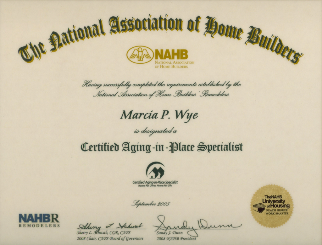 Certified Aging In Place Specialist Certification ADAPTING HOMES FOR